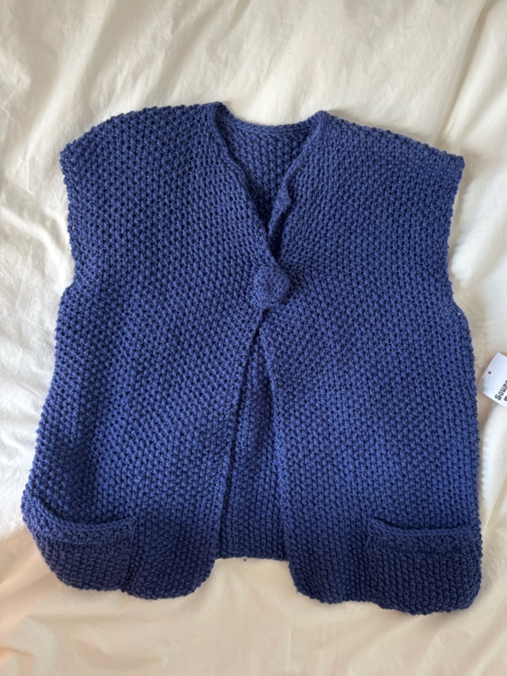 VINTAGE, Sourced in ITALY - Blue Knit Button-Front Women's Handmade Vest 💙